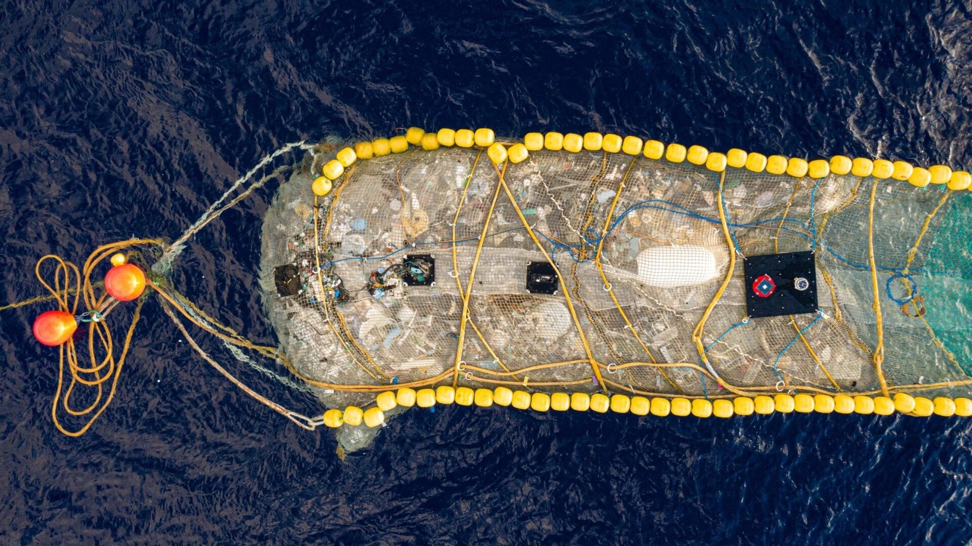 The Ocean Cleanup’s System 002 in action.