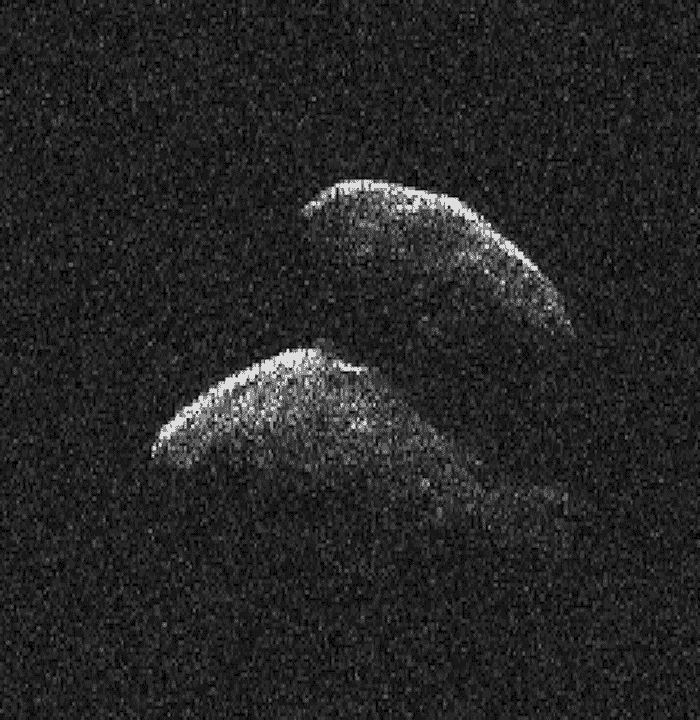 The dizzying rotation of the asteroid, observed by NASA’s Deep Space Network antenna in 2017.