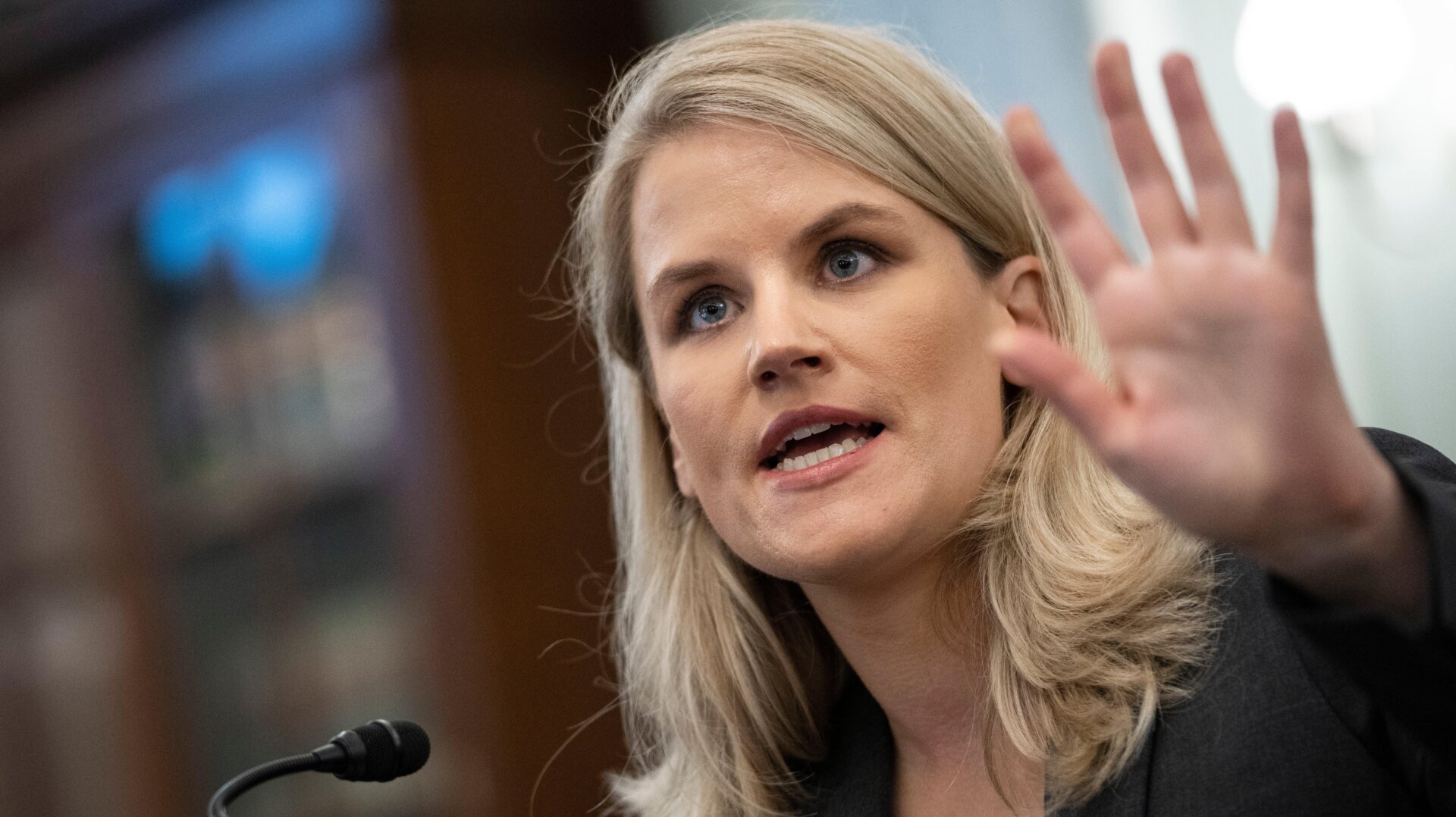 Frances Haugen, a former Facebook manager and whistleblower, testifying before the Senate Committee on Commerce, Science, and Transportation on Oct. 5, 2021.