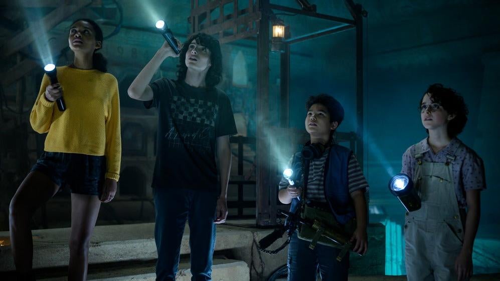 Lucky, Trevor, Podcast, and Phoebe explore.