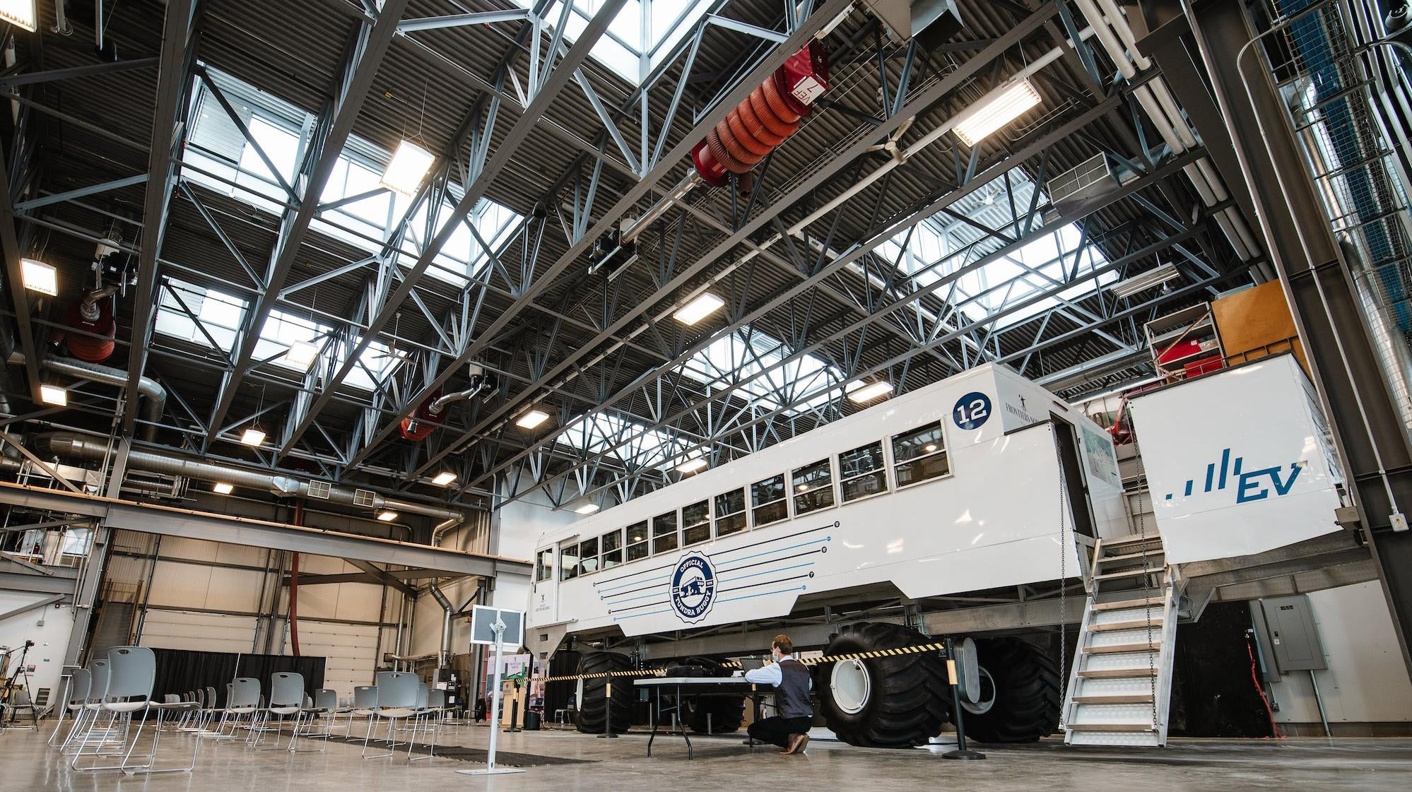 The electric Tundra Buggy at its unveiling.