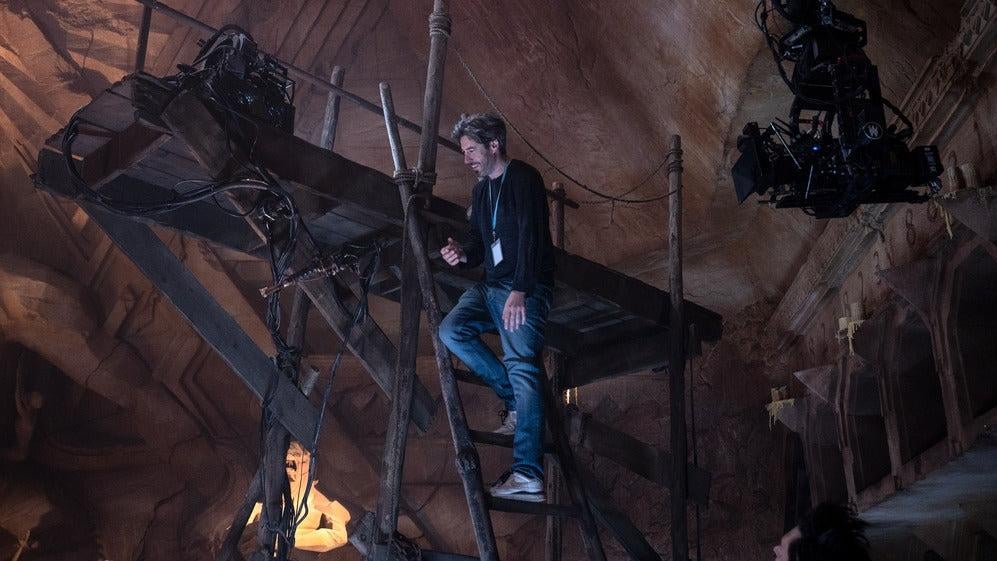 Reitman on a set that’s too spoilery to explain. 