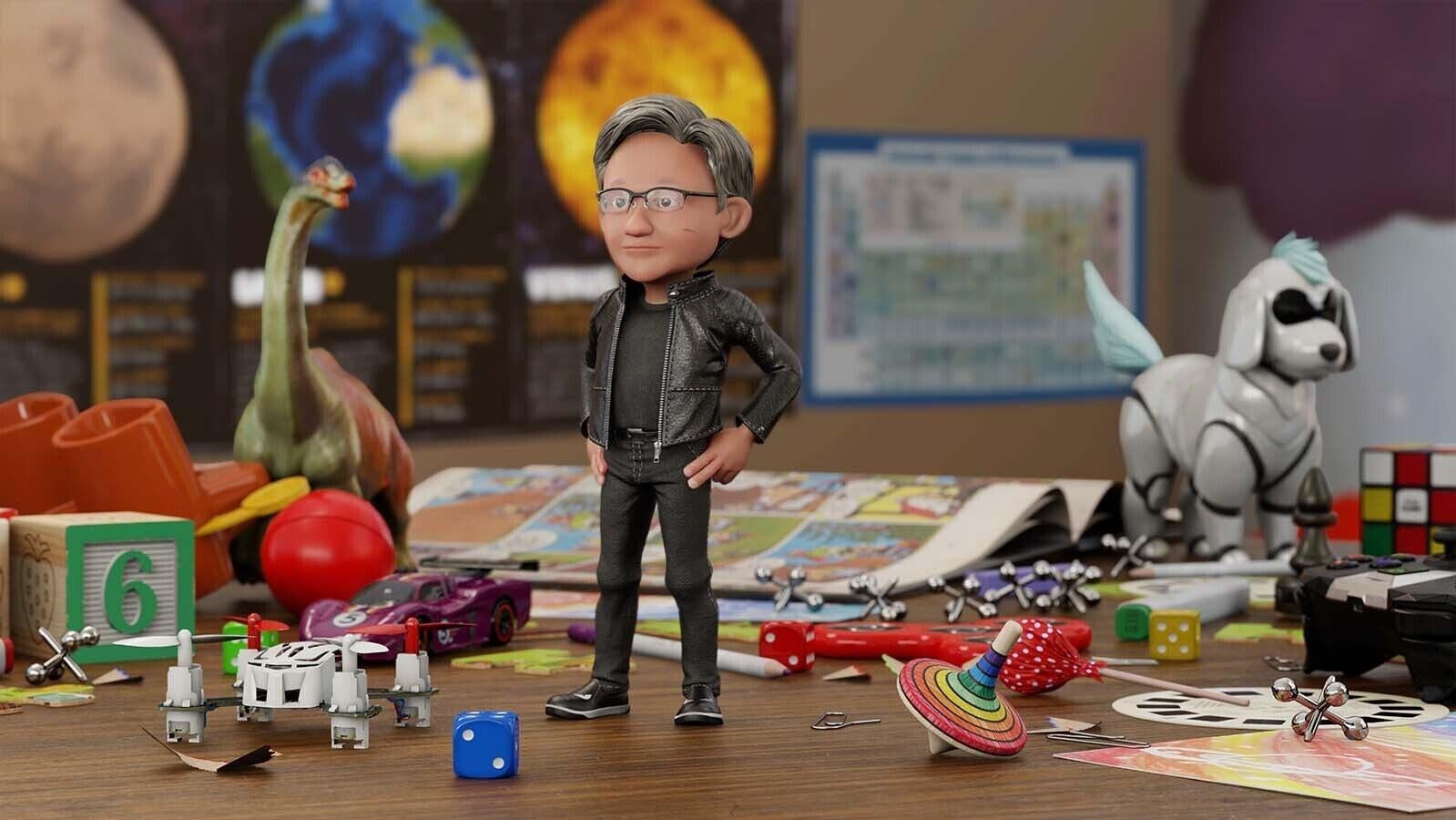 Nvidia founder Jensen Huang speaks to colleagues through an avatar version of himself.