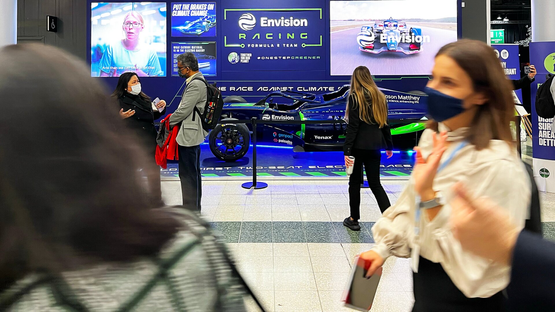 A Formula-E car in the halls of COP26.