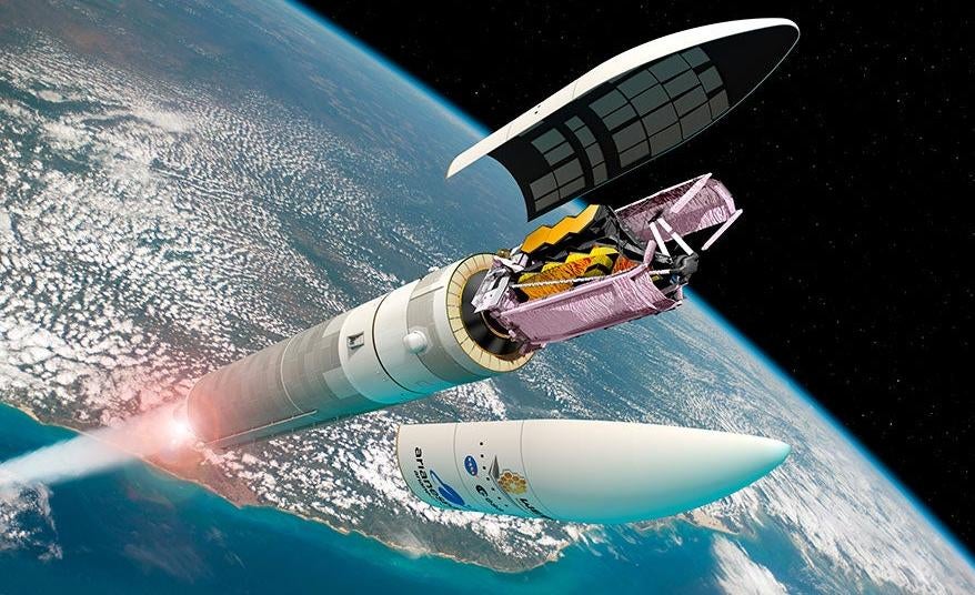 Conceptual image showing the Webb Space Telescope during launch.