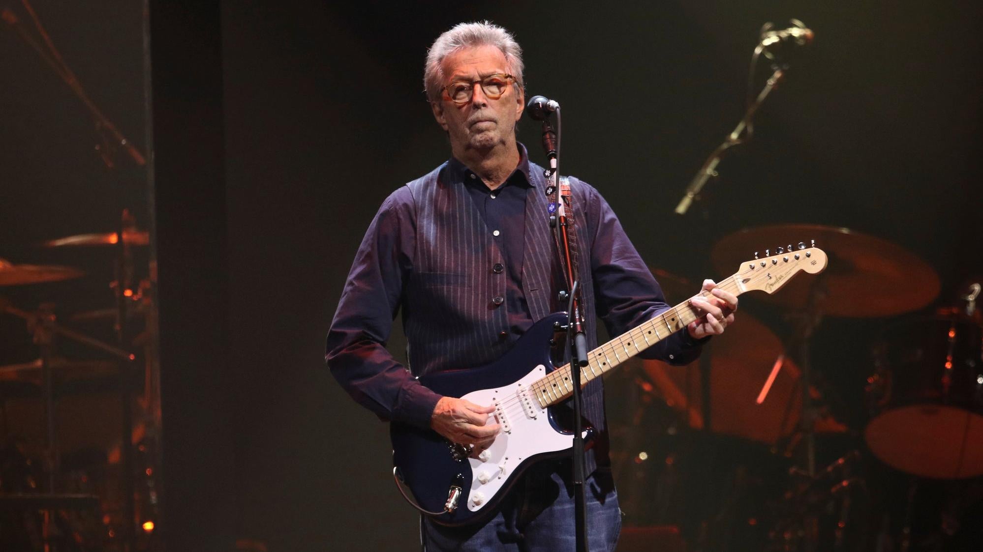 Notorious prick Eric Clapton performs at Gas South Arena on September 23, 2021, in Atlanta.