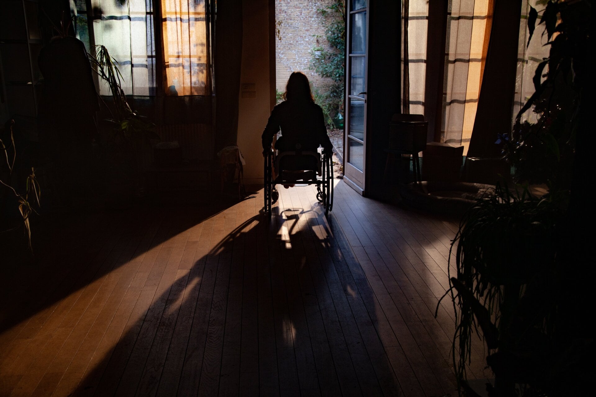 Eva faces the outside world.