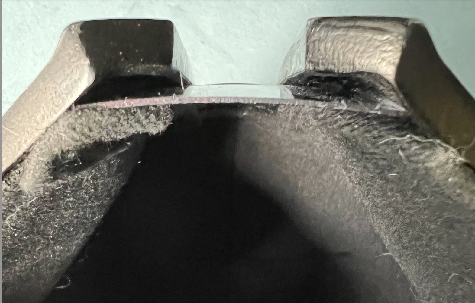 The glass from the visor is exposed and thin.