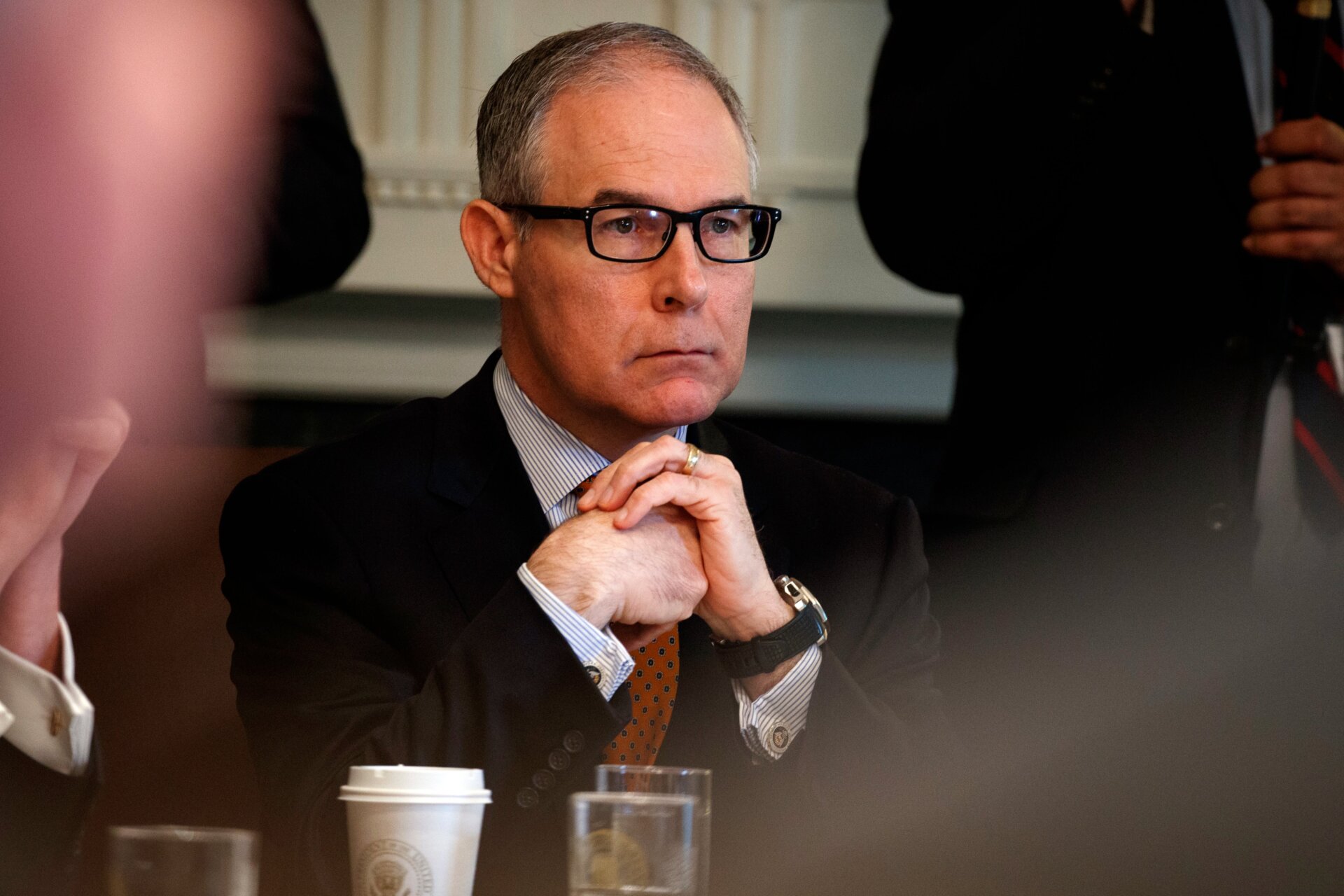 Environmental Protection Agency administrator Scott Pruitt listens as President Donald Trump speaks during a cabinet meeting at the White House in June of 2018.