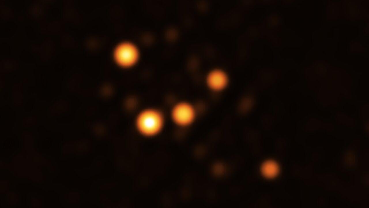 Small clusters of stars orbiting very closely to the supermassive black hole at the center of our galaxy.