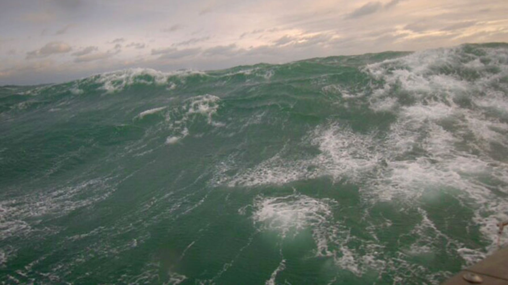 SD 1040 captured this photo of a wall of water in strong winds and waves on the edge of Tropical Storm Wanda (after the storm had weakened to a post-tropical low) on November 7, 2021, off the coast of Delaware as it made its way to Newport, Rhode Island, for retrieval.