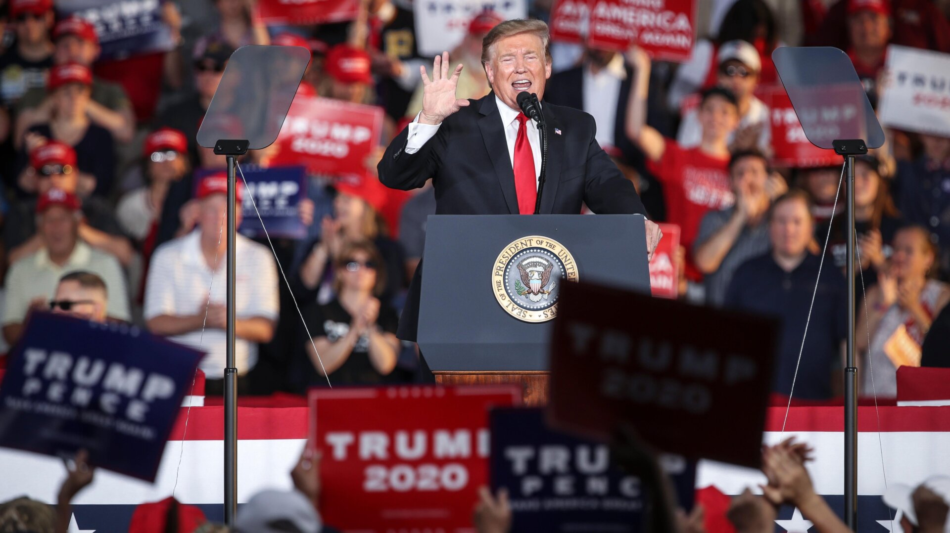 Donald Trump at a 2019 rally in Montoursville, Pennsylvania.