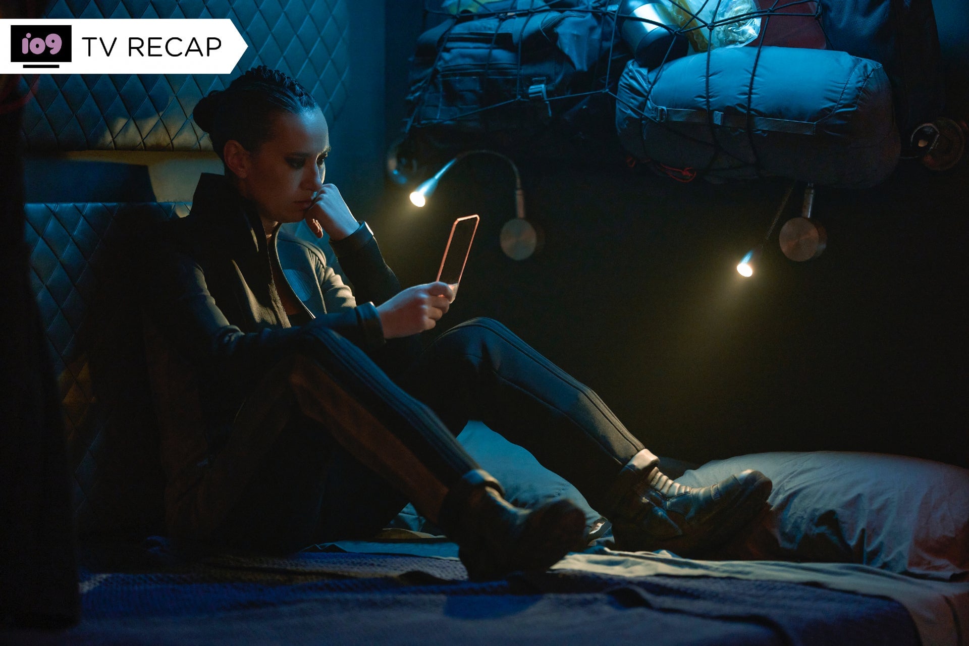 Drummer looks badass even while checking her messages.