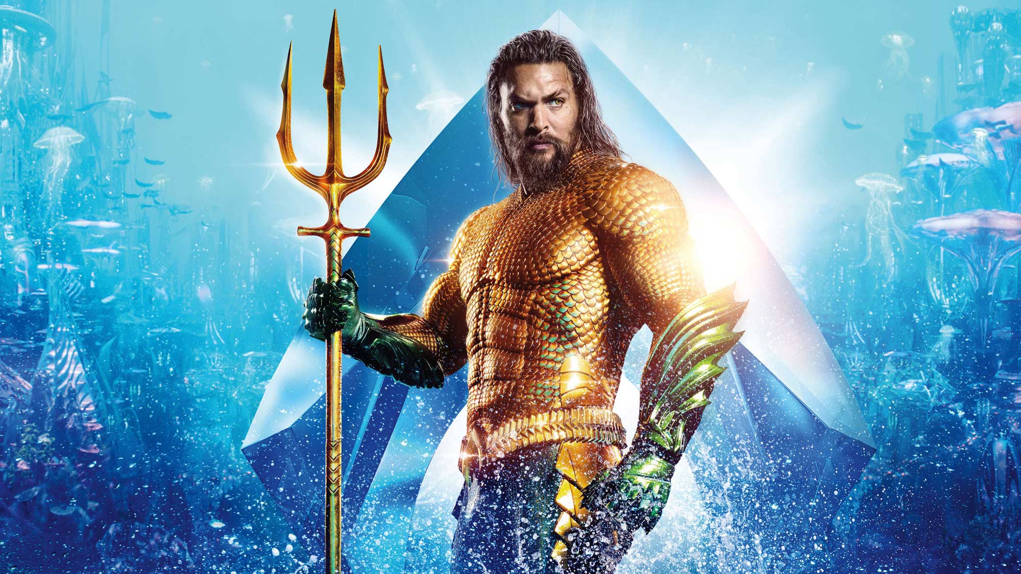 Jason Momoa in all his sparkly Aquaman glory.