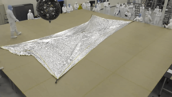 A deployment test of the NEA Scout’s solar sail on June 28, 2019.
