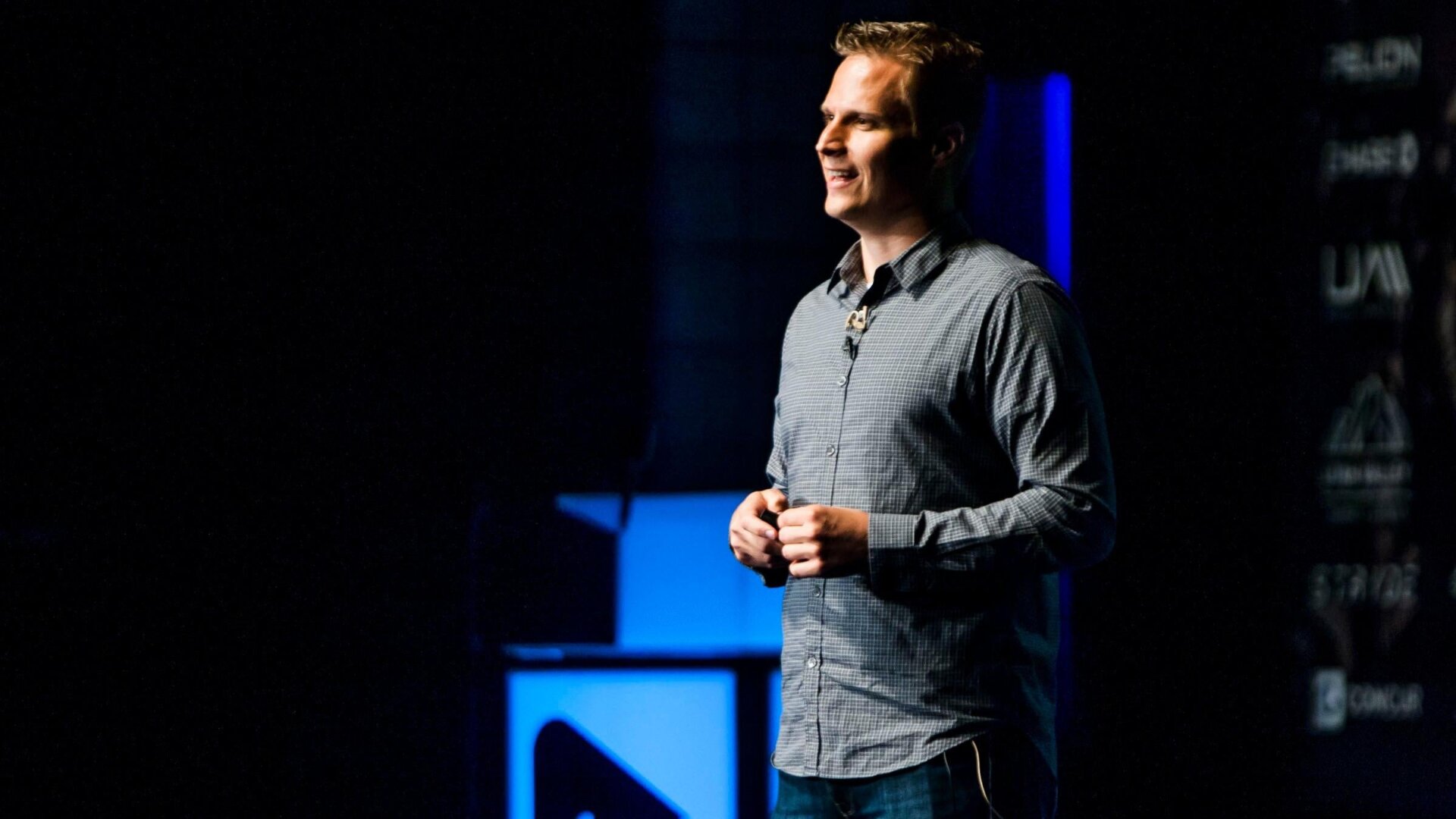 Dave Bateman, then CEO of Entrata, speaking at StarFEST at the Covey Center for the Arts in Provo, Utah, in September 2015.
