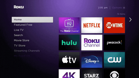 The Live TV Zone is accessible through the left-side of the main Roku interface. 