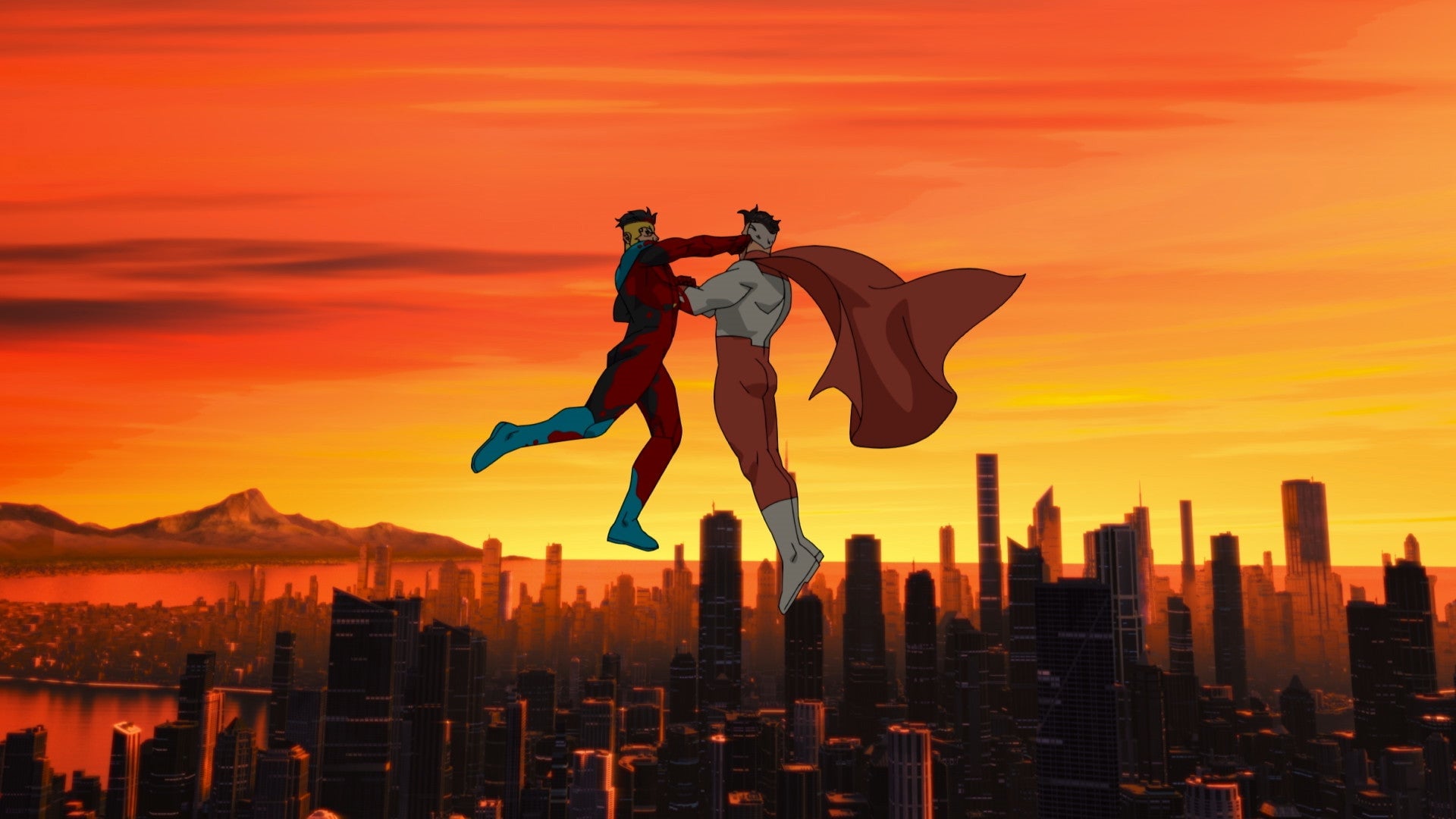 Mark Grayson and Omni-Man duke it out.