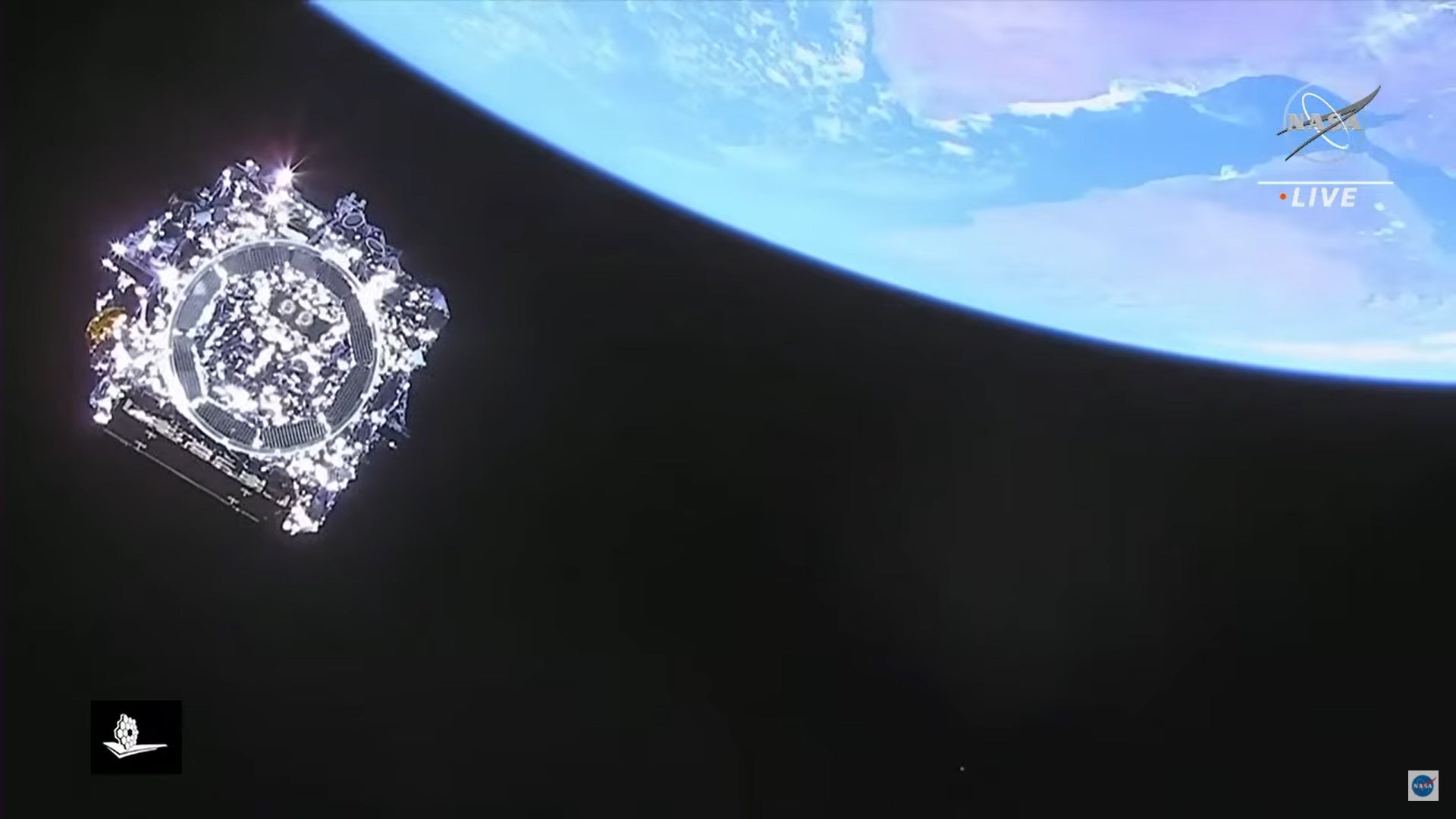 Webb in orbit shortly after the telescope separated from its Ariane 5 rocket.