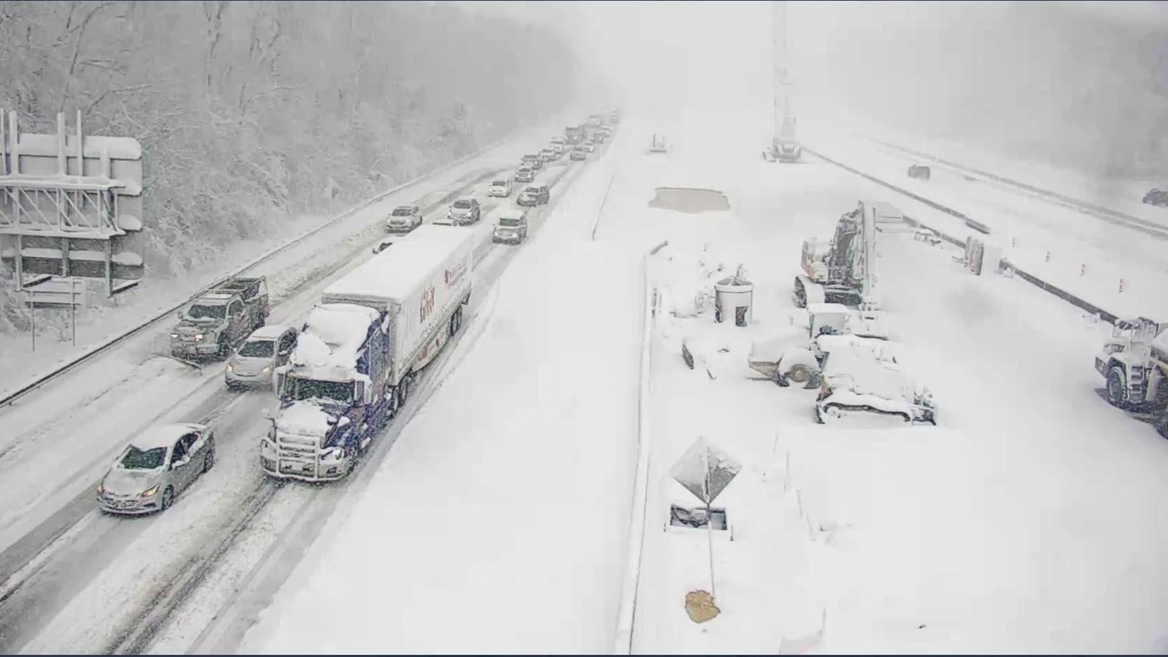 A closed section of Interstate 95 near Fredericksburg, Virginia.