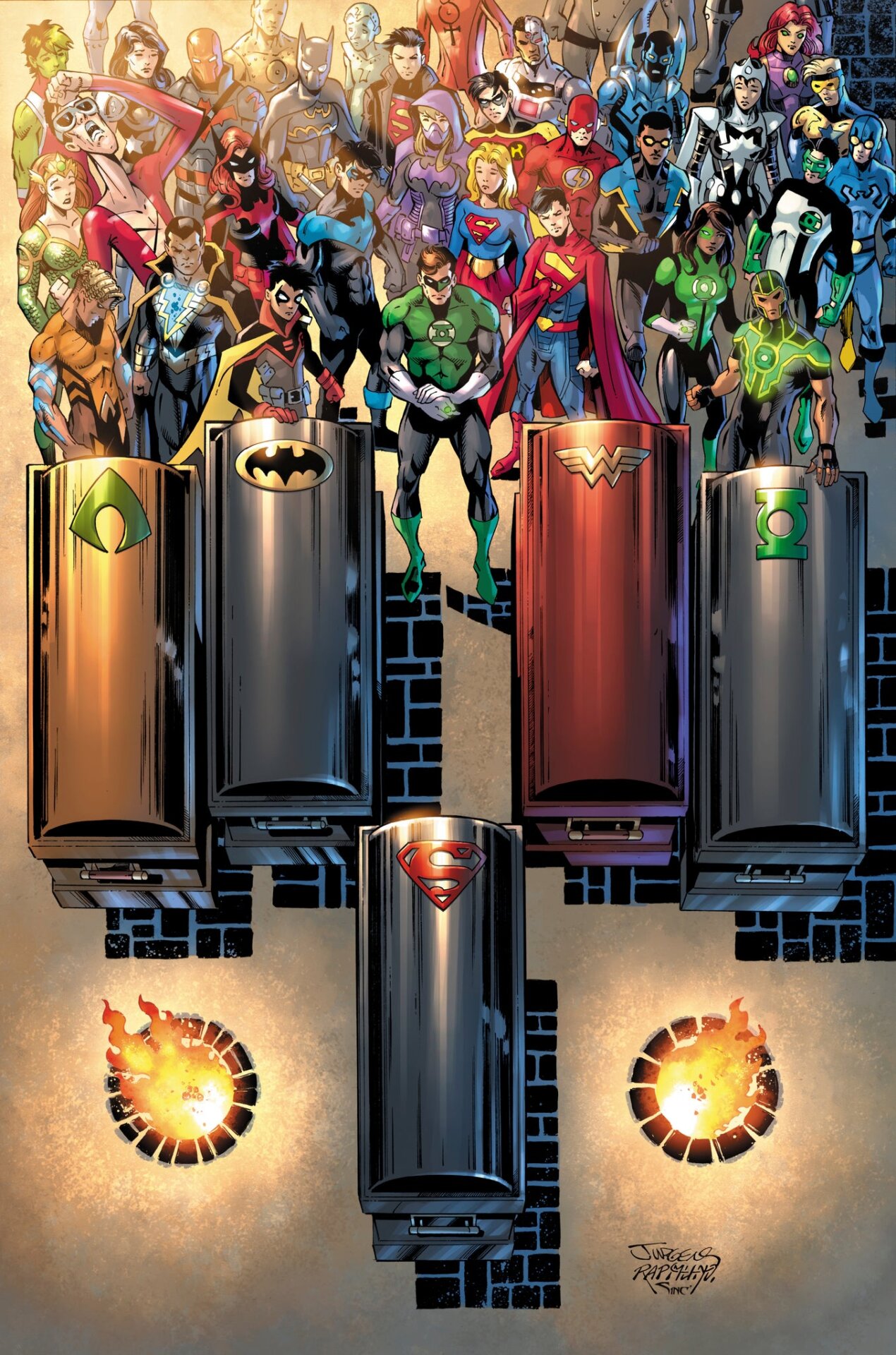 Justice League #75 variant cover by Dan Jurgens and Norm Rapmund.