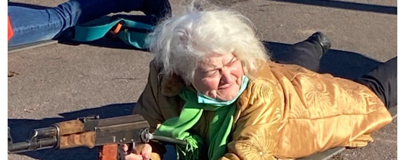 The gun toting granny, Valentina Constantinovska.