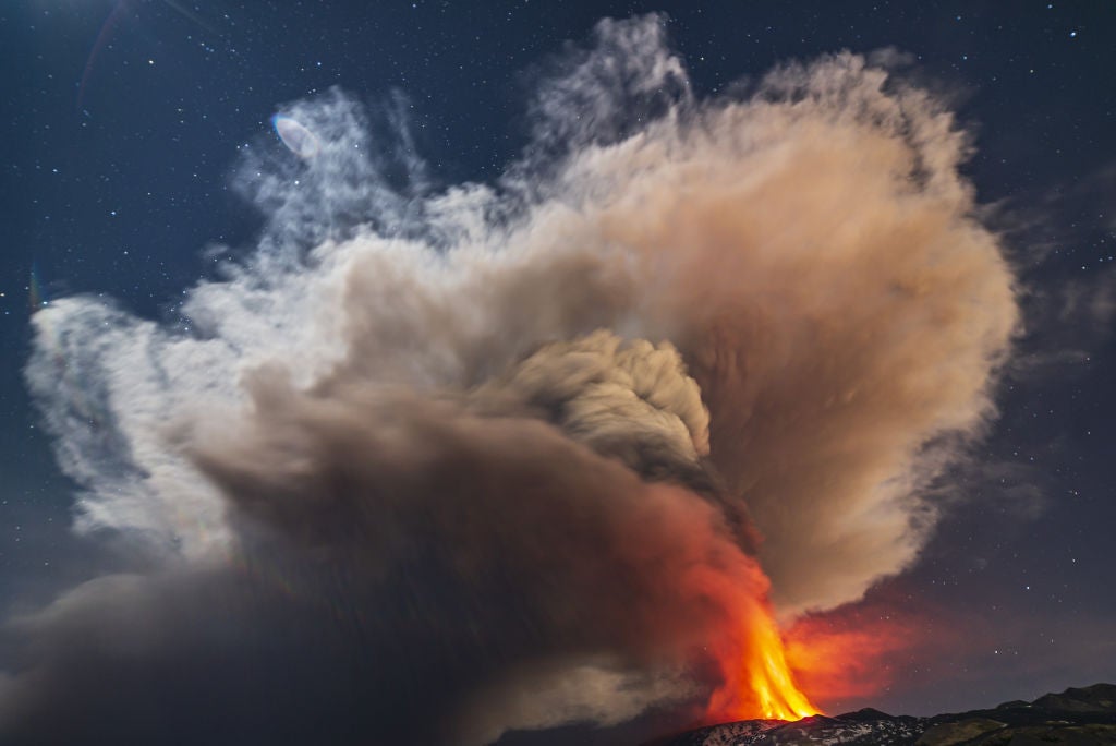 An eruption at Mount Etna on Feb. 10, 2022.