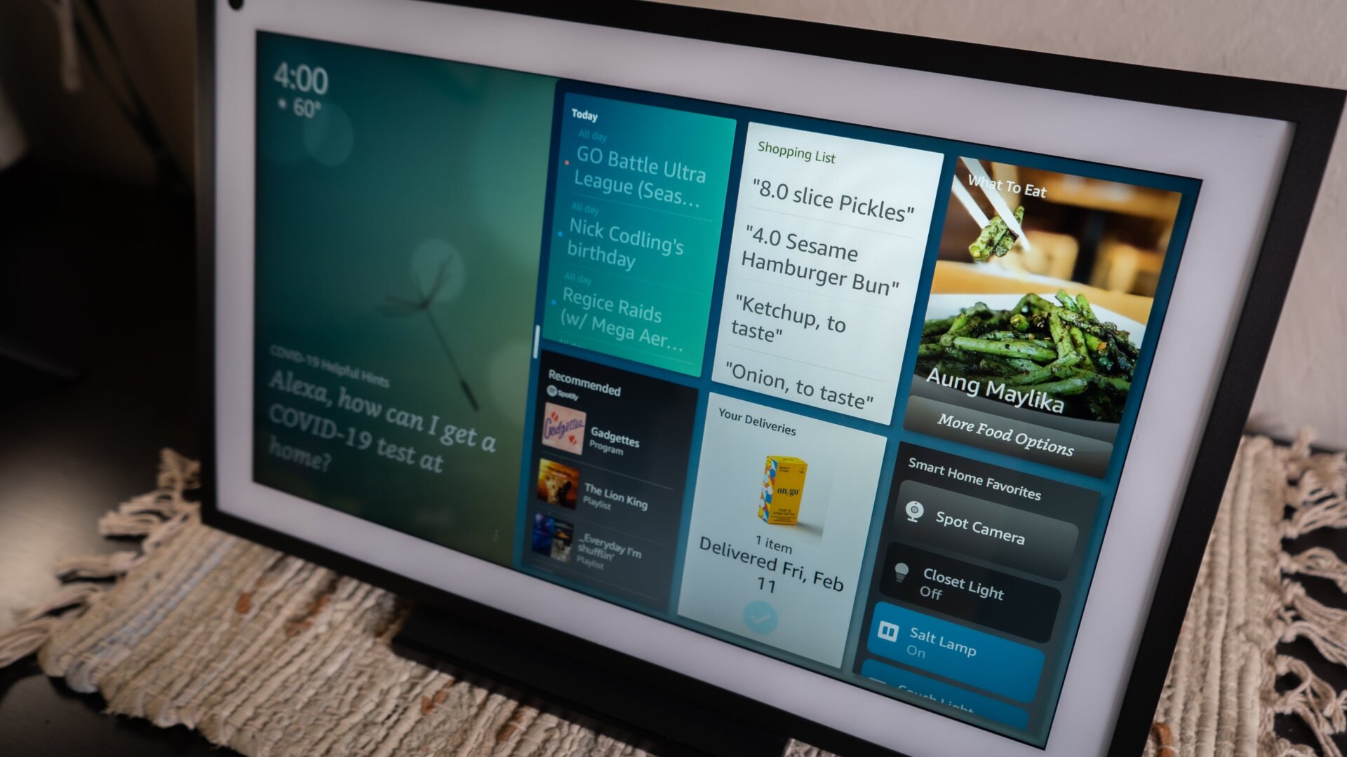 The “home screen” of the Echo Show 15, with widgets!