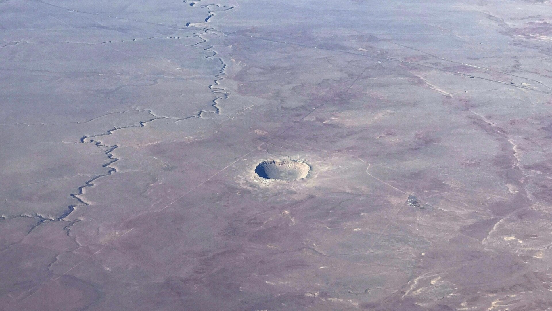 Meteor Crater in Arizona, as seen from a plane in January 2017.