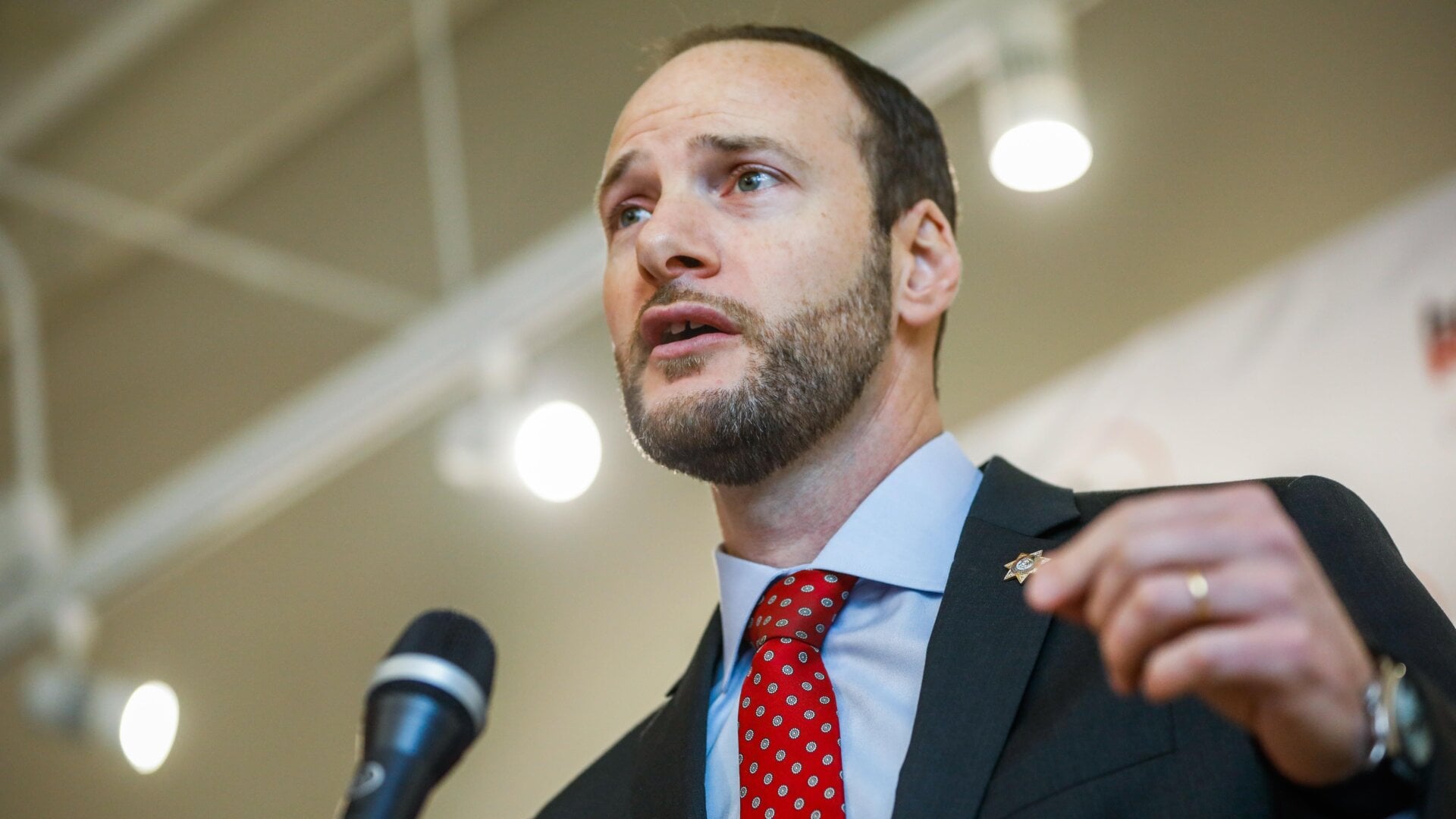 File photo of San Francisco District Attorney Chesa Boudin speaking at a press conference on Dec. 20, 2021.