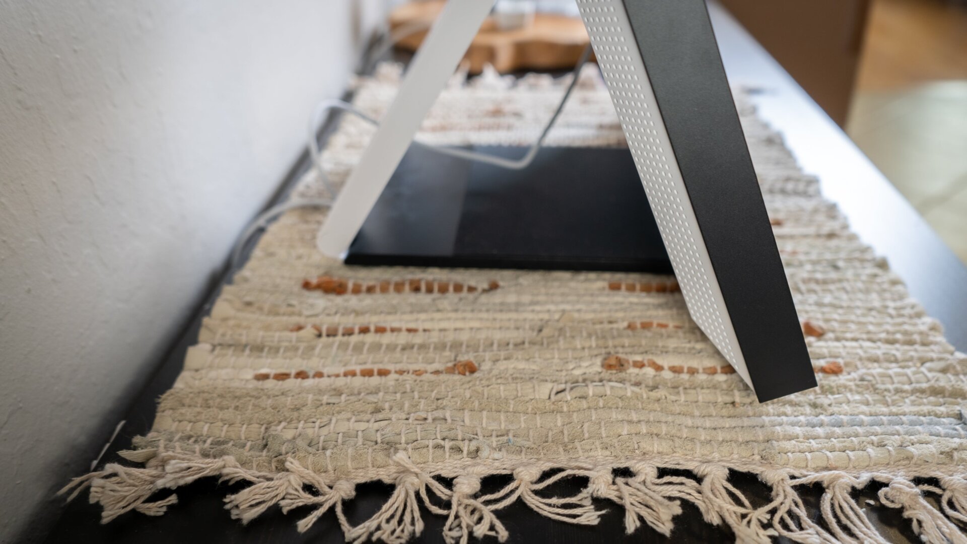 If you don’t want to put holes in your walls, you can buy a tilt stand for the Echo Show 15.