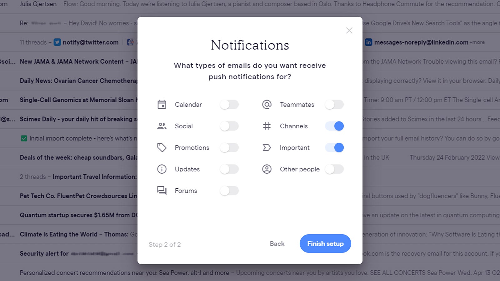 Tweak your notifications as required.