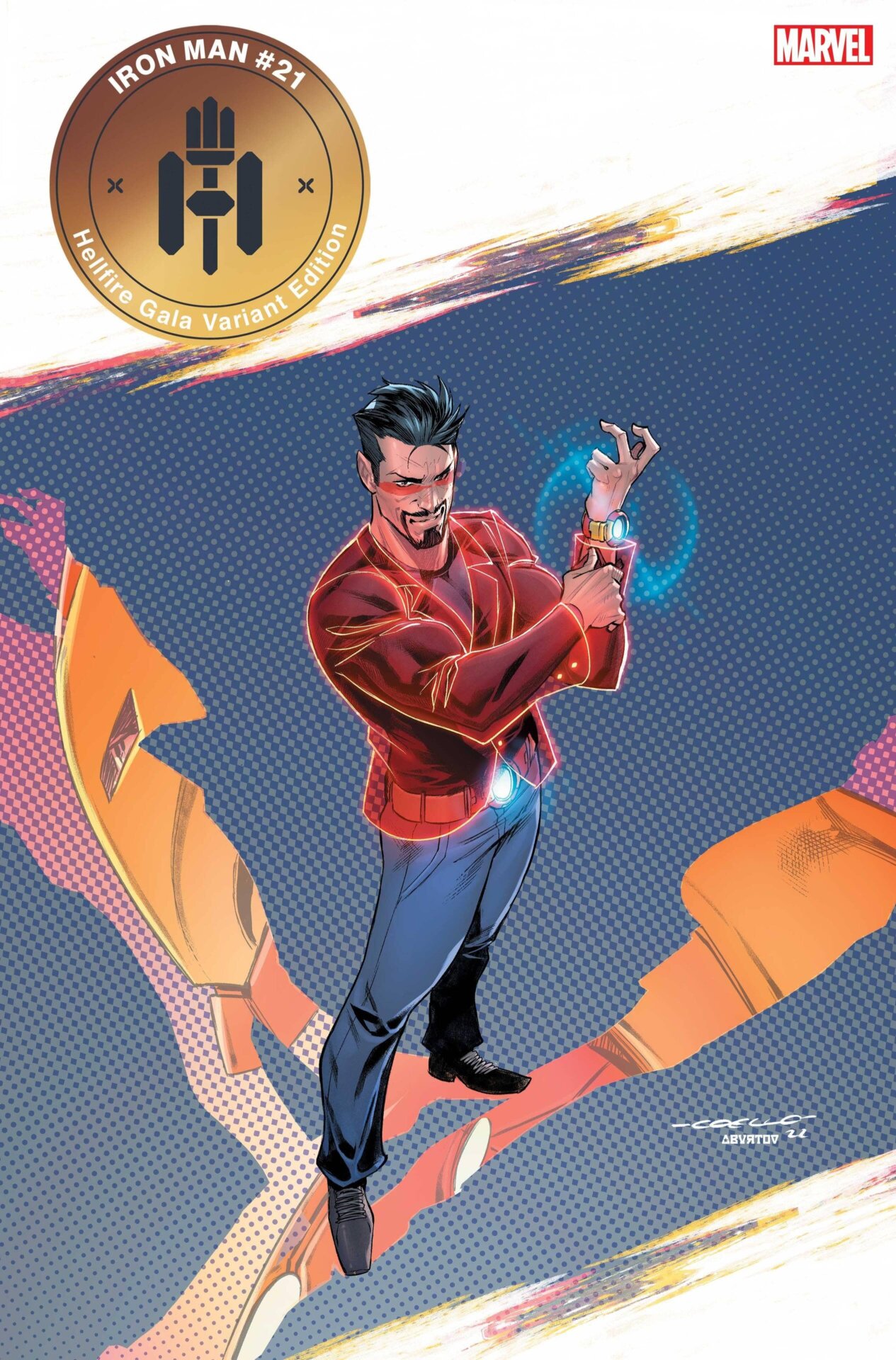 Iron Man #21 Hellfire Gala variant cover by Iban Coello