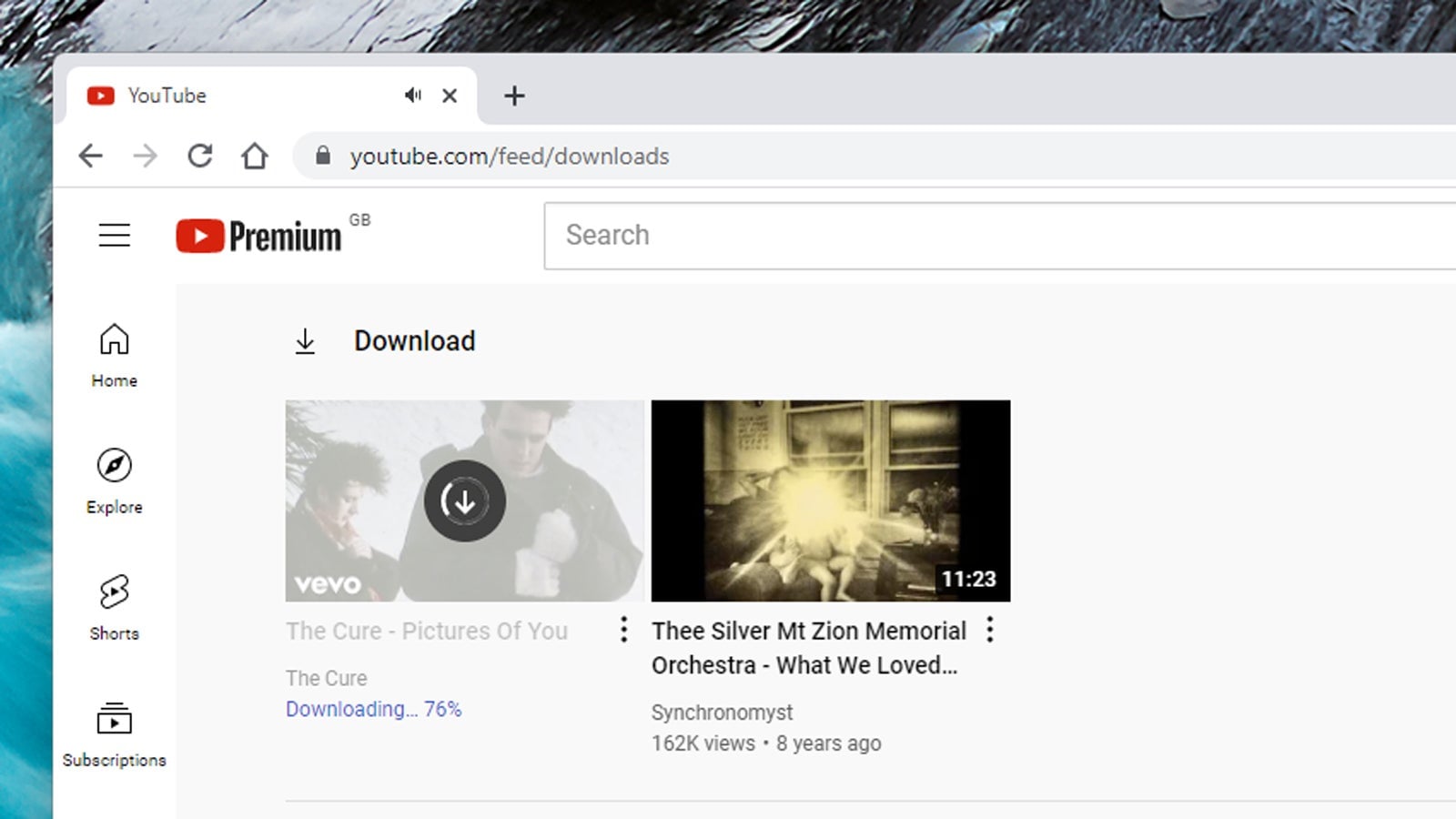 The download page in Chrome on the desktop.