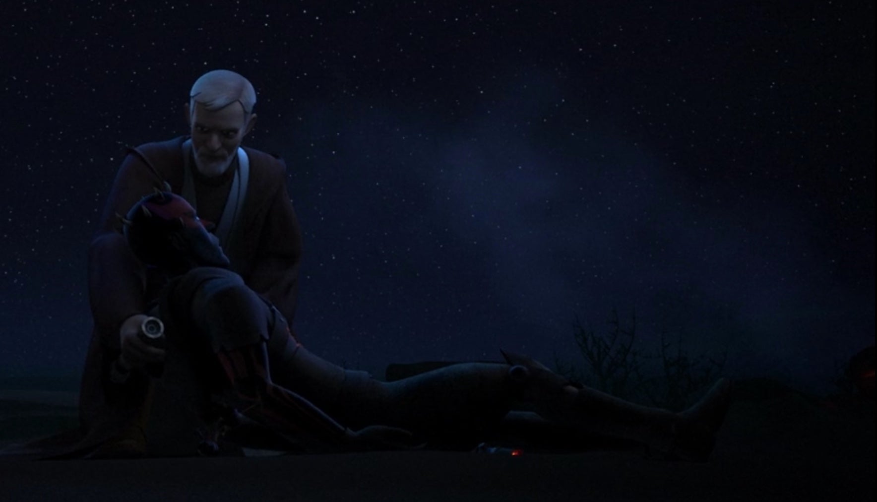 Kenobi holding Maul.