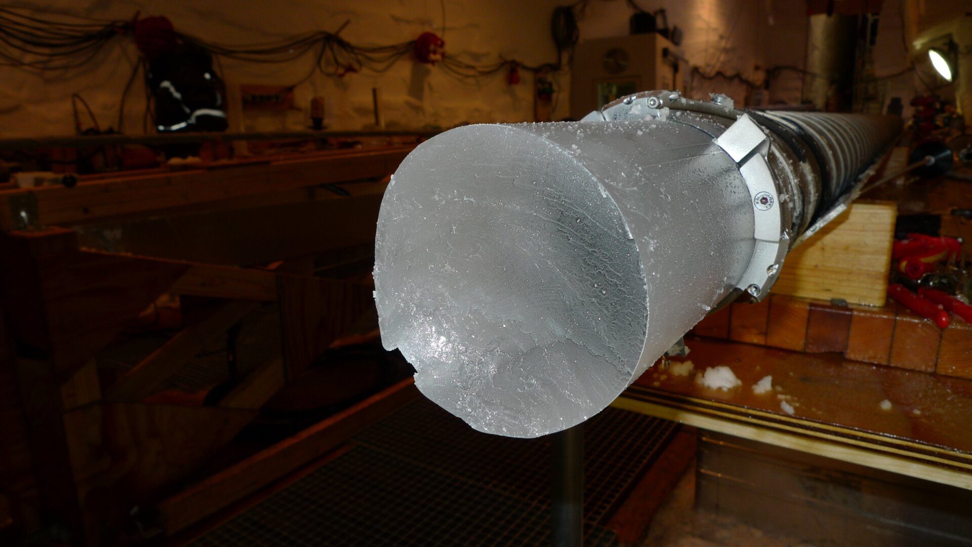 One of the Greenland ice cores extracted by the team.