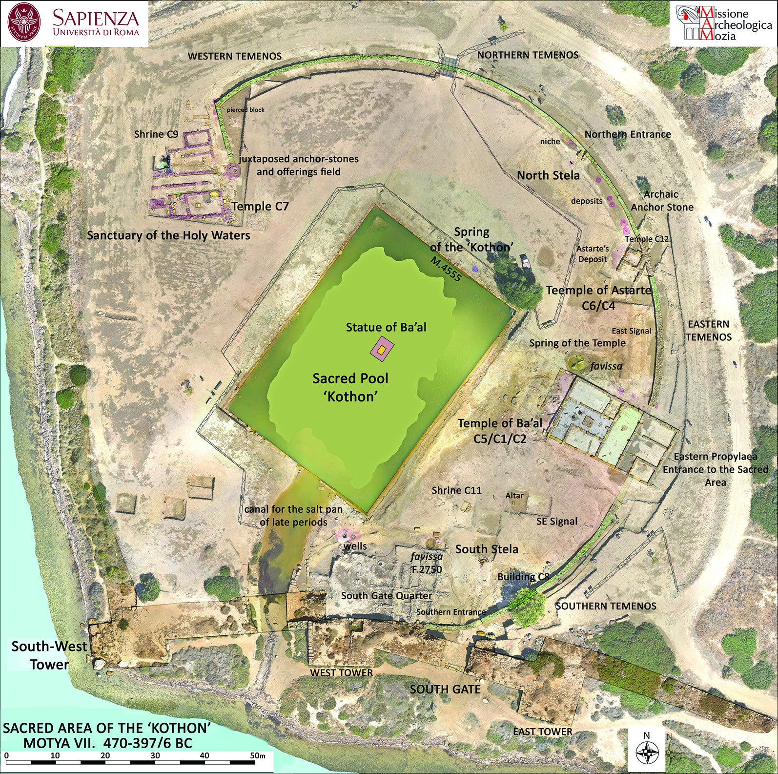 A map of the site, showing the sacred pool. 