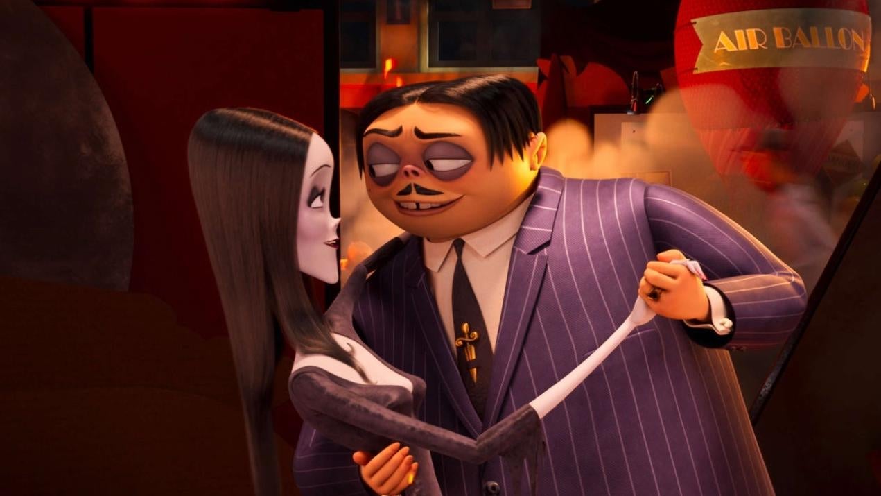 Animated Gomez and Morticia Addams. 