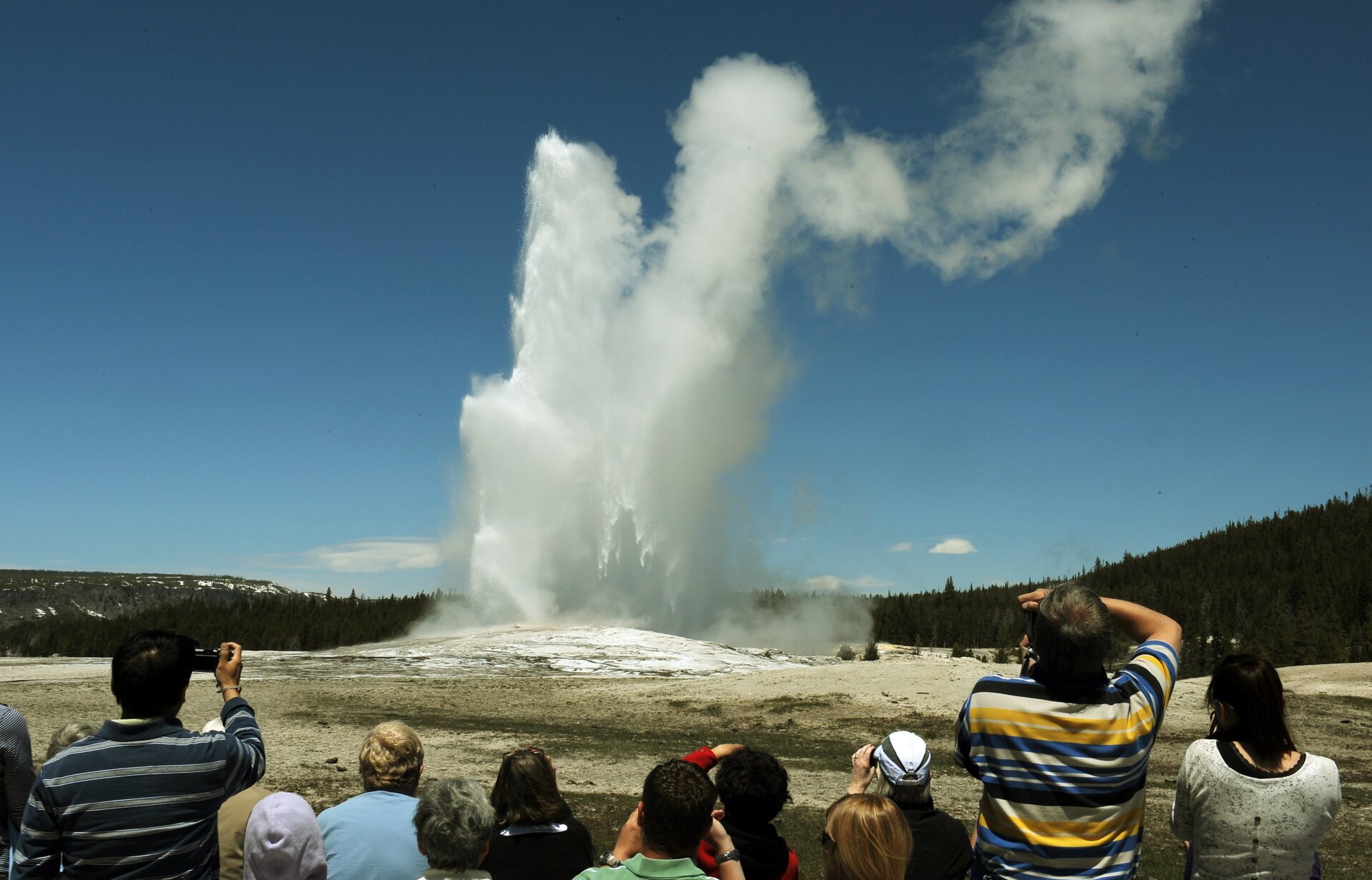 Yellowstone’s ‘Old Faithful’ geyser erupts around every 90 minutes. Photo from June 1, 2011.