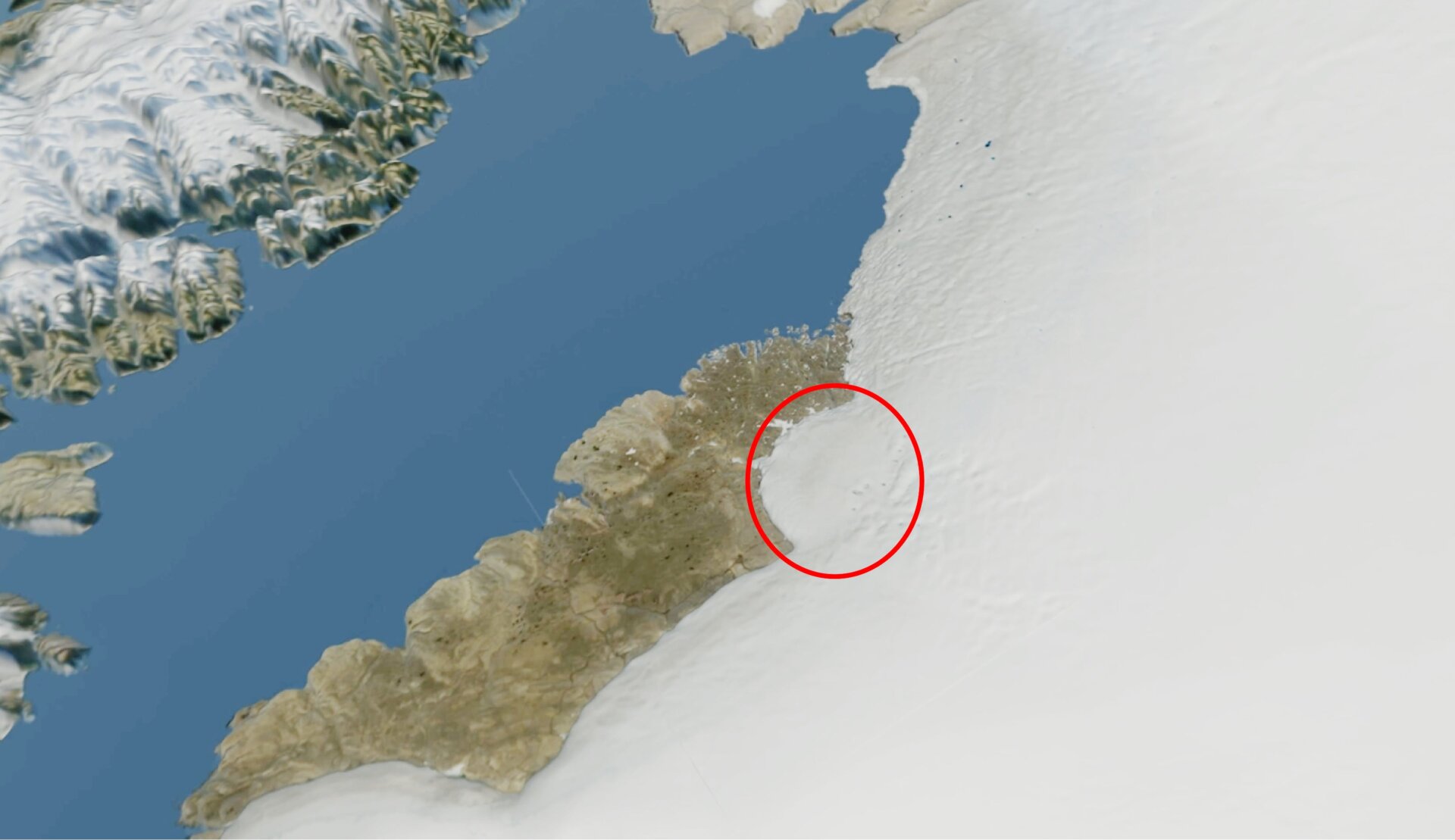 The location of the 19-mile-wide (31-kilometer) impact crater in northwestern Greenland.