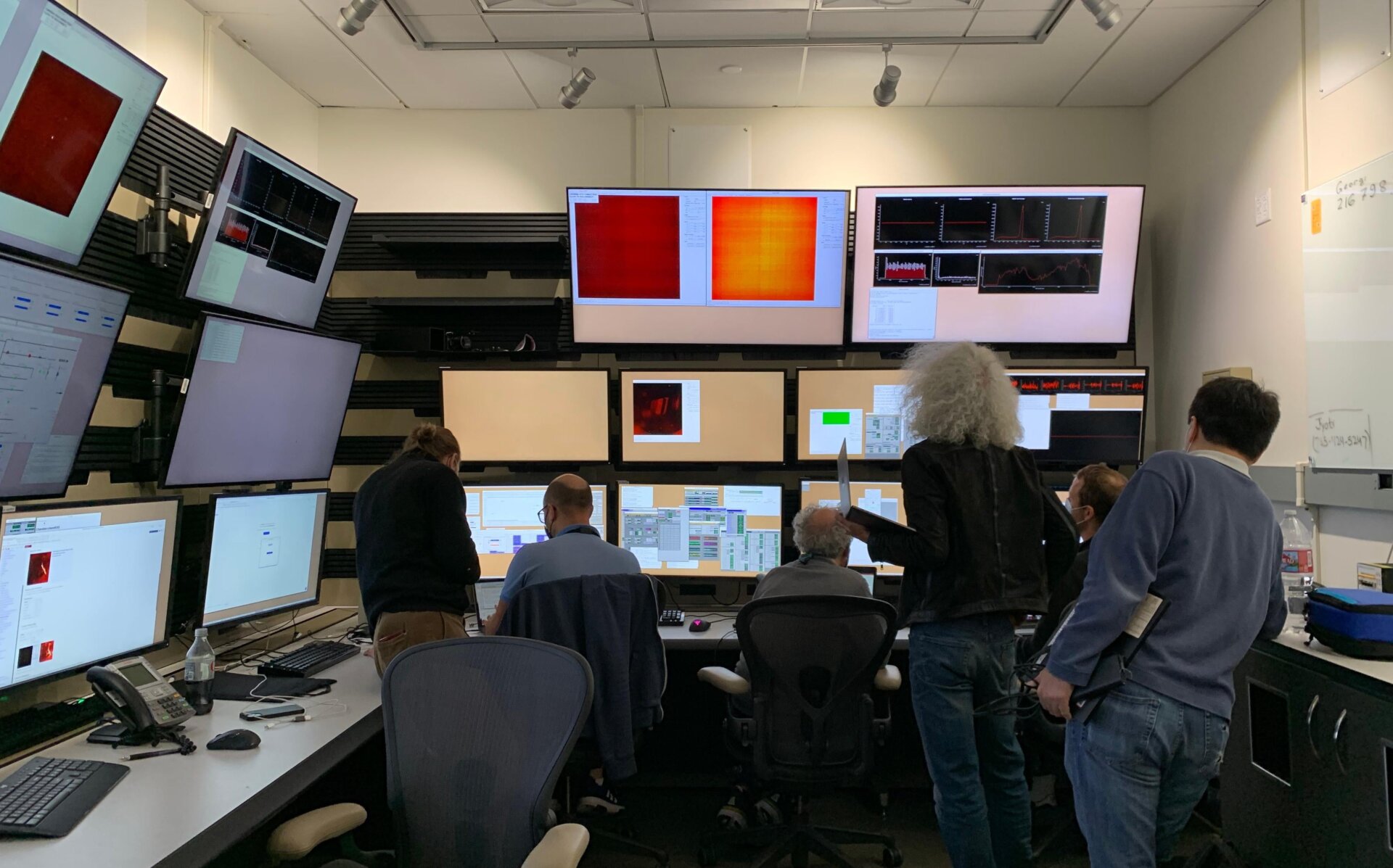 Researchers assess how the ChemRIXS instrument is performing. 