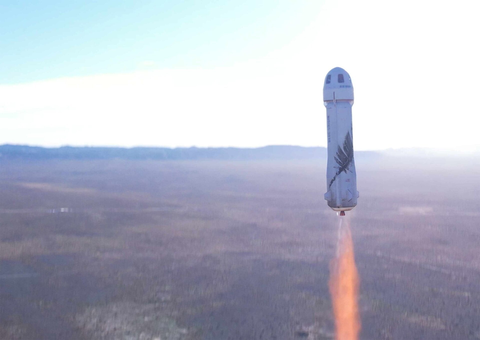 The New Shepard rocket in flight. 