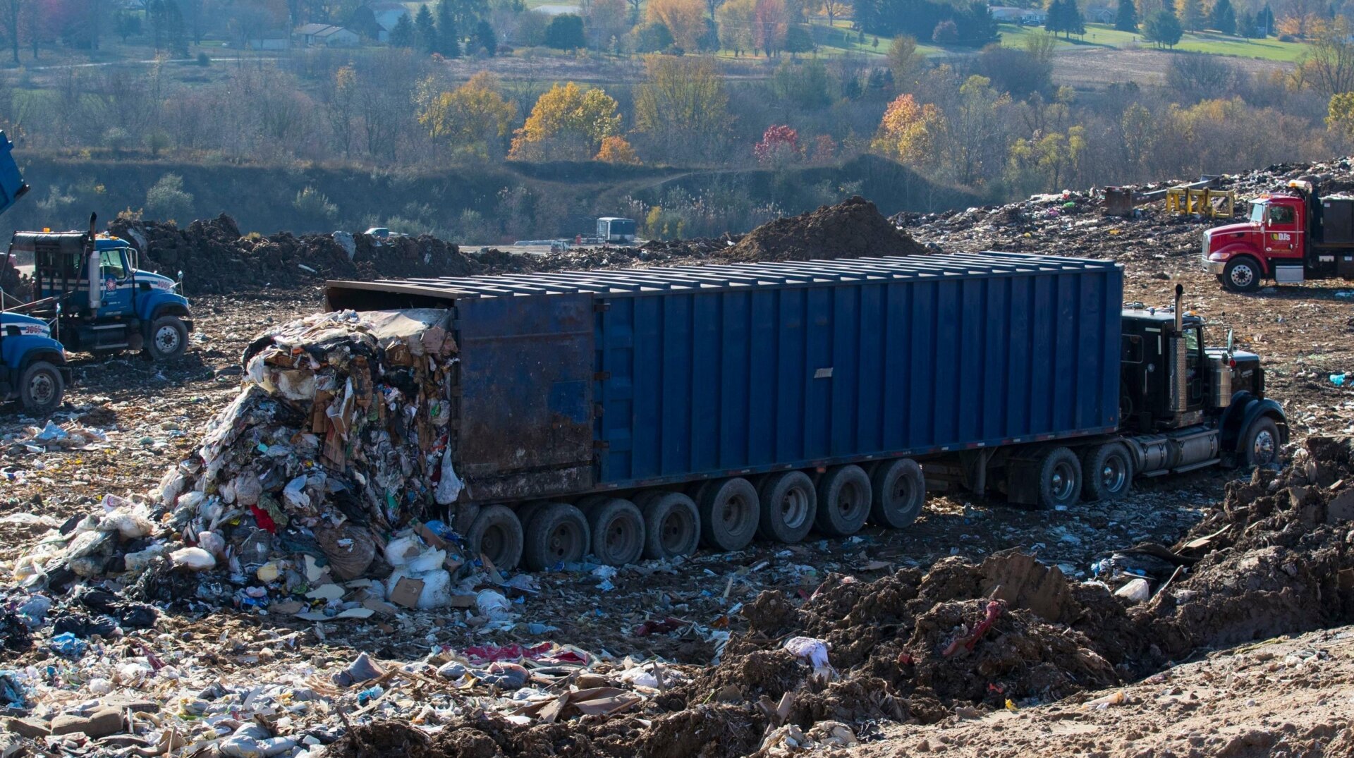File photo of garbage being dumped at a landfill in Byron Township, Michigan.
