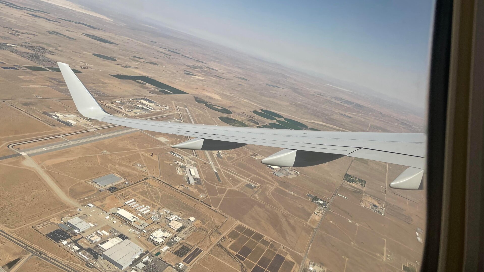 An aerial view of the desert near Lockheed Martin’s Skunk Works facility. 