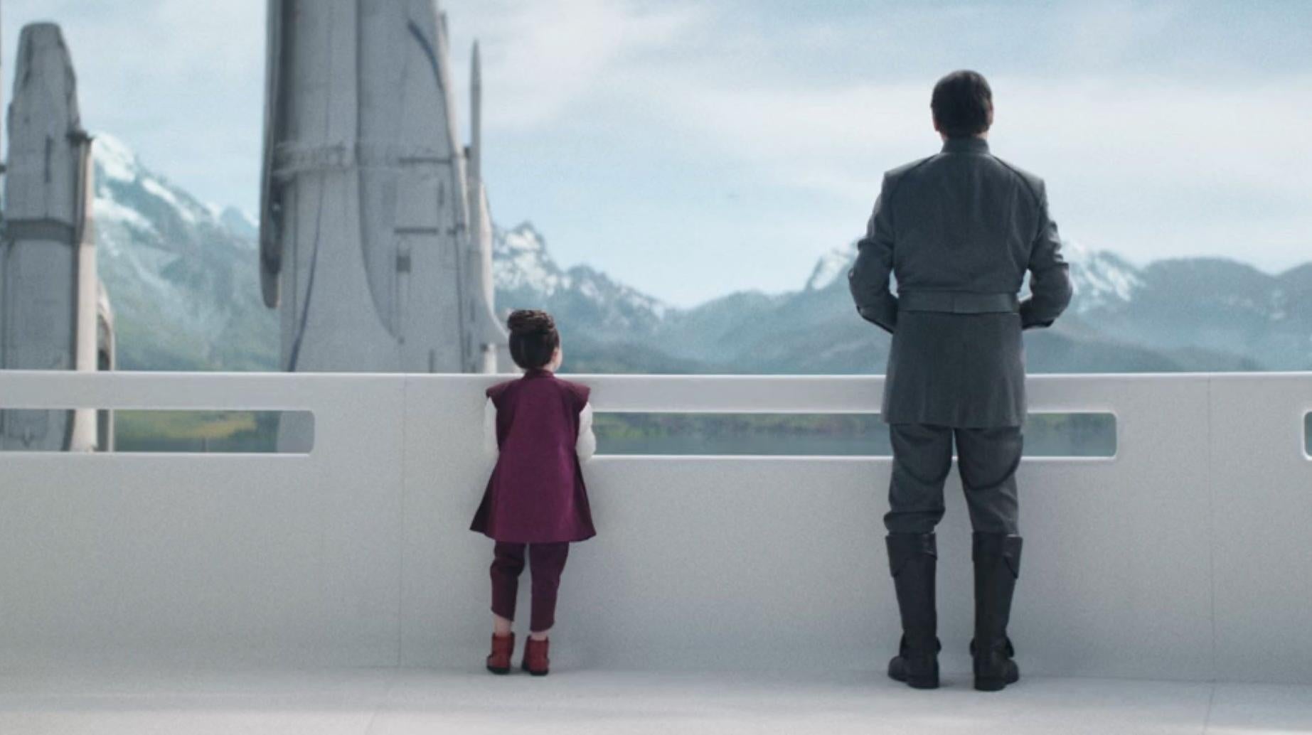 Leia and dad, aka Bail Organa, on Alderaan.