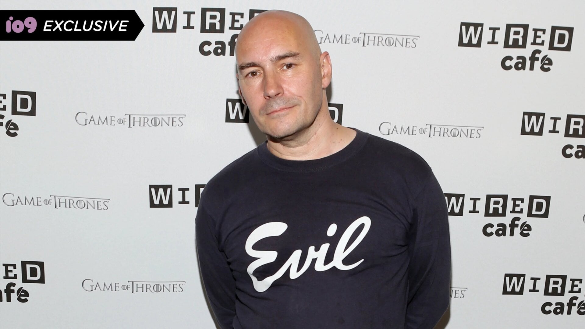 Grant Morrison at the Wired Café during the 2014 San Diego Comic-Con.