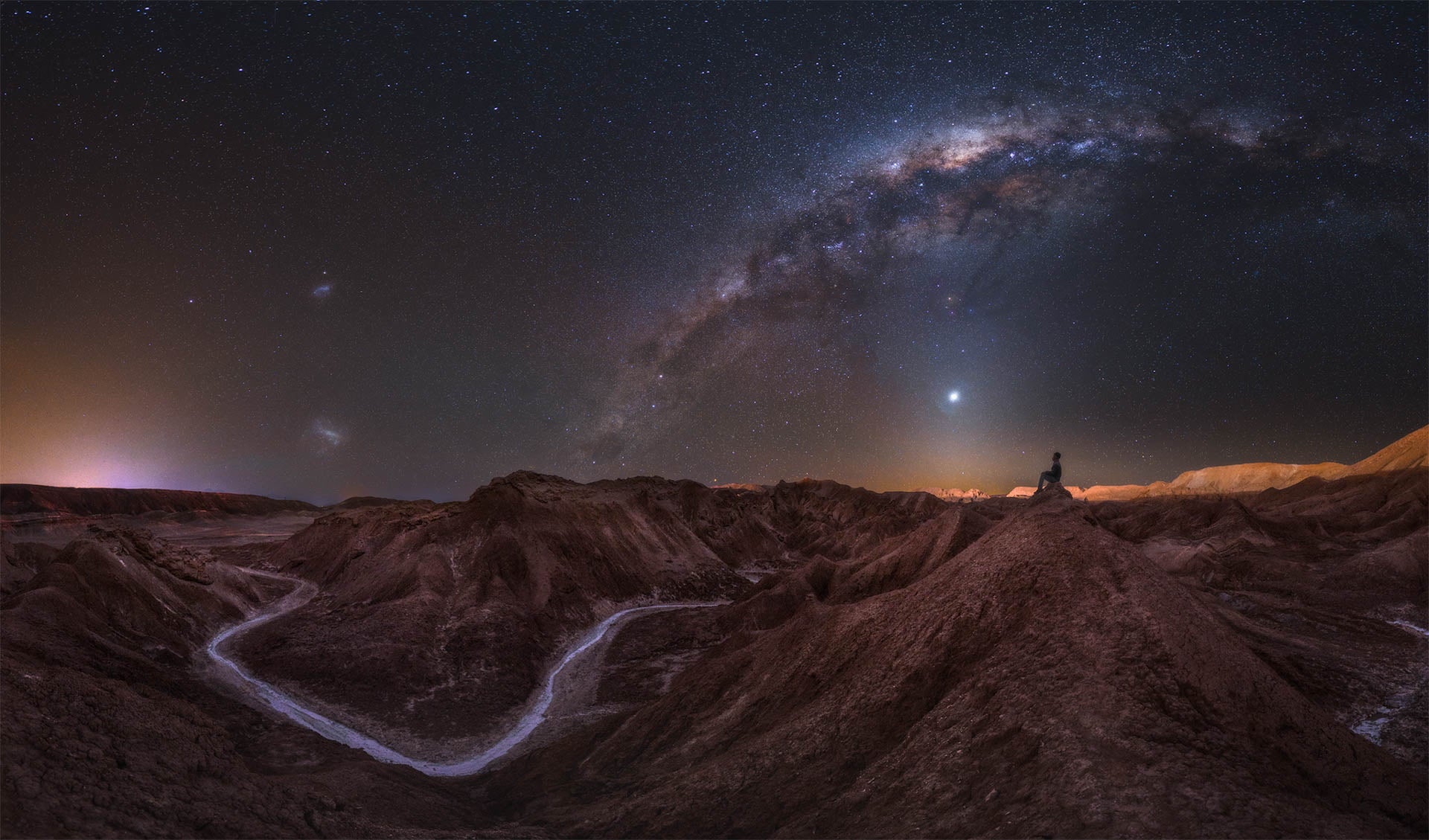 A lonely road winding through Chile’s Atacama Desert.