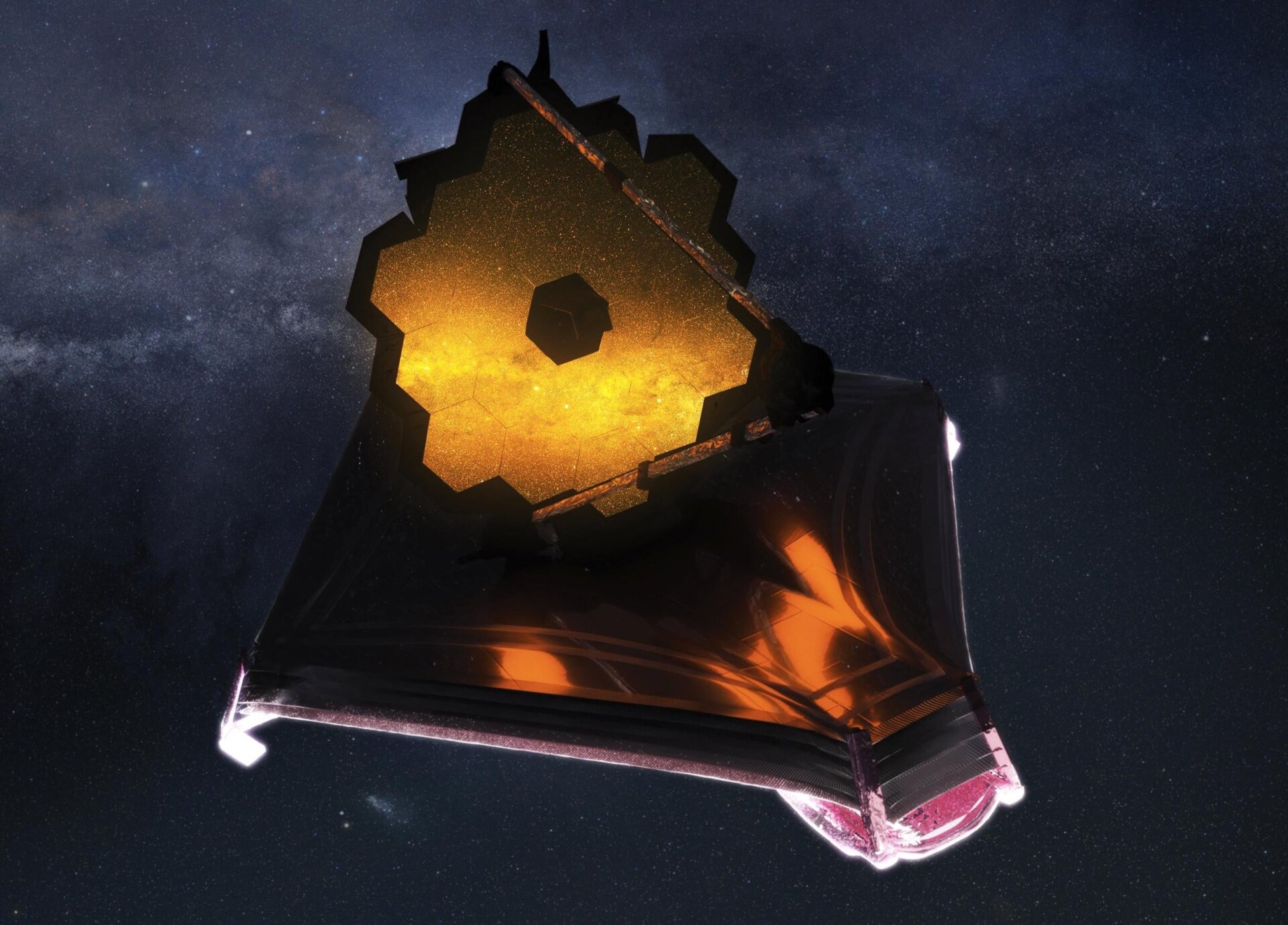 An illustration of the Webb telescope.