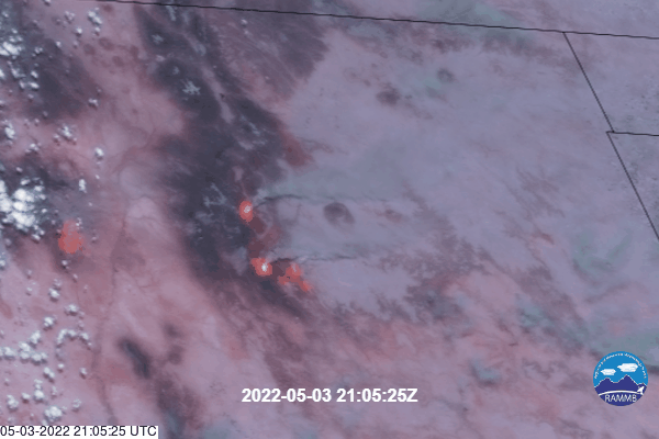Taken from space via NOAA satellite, this loop shows the heat and smoke being produced from the Cooks Peak And Calf Canyon/Hermits Peak fires in New Mexico.