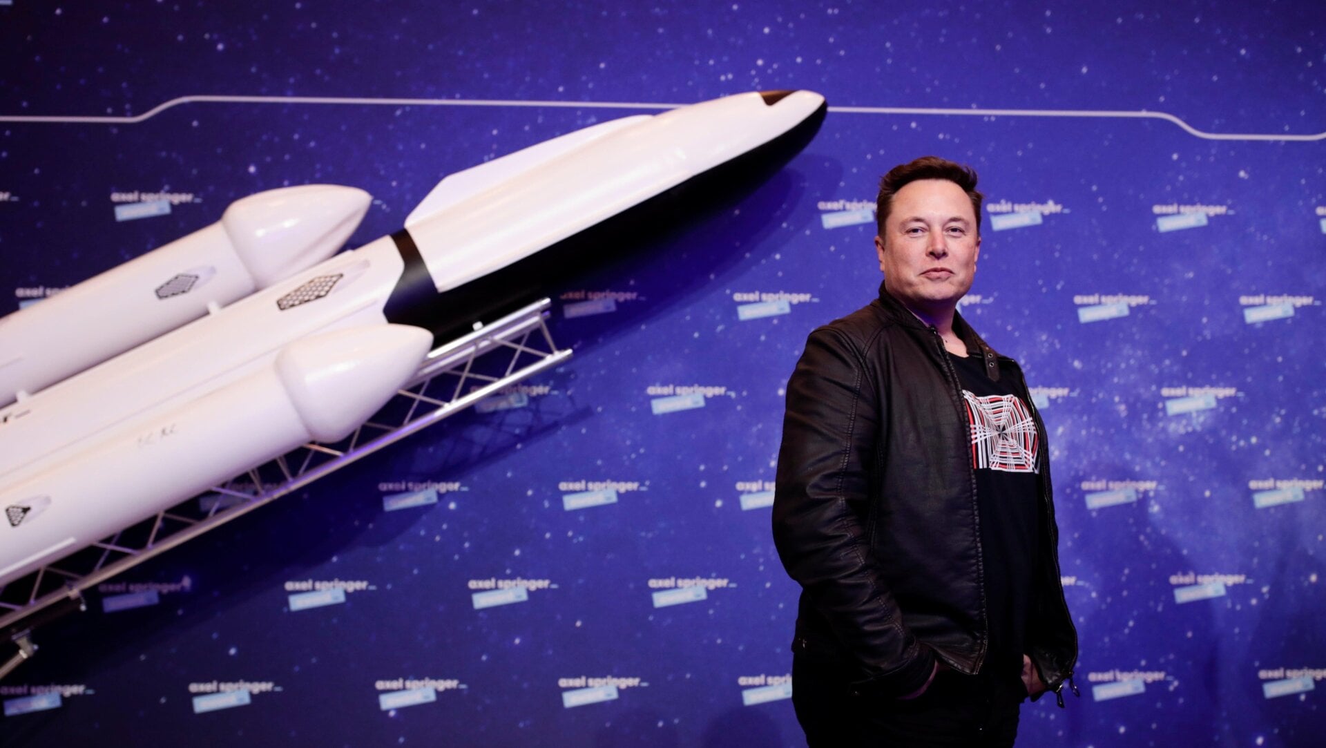 SpaceX owner and Tesla CEO Elon Musk poses on the red carpet of the Axel Springer Award 2020 on December 01, 2020 in Berlin, Germany.